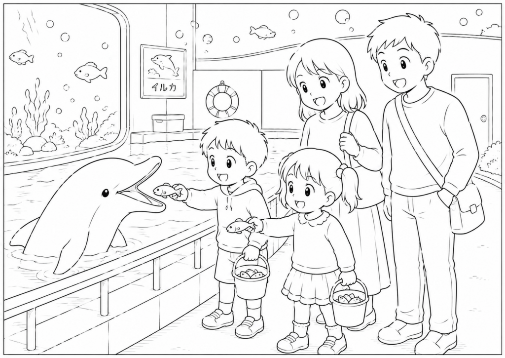 ChatGPT塗り絵-水族館