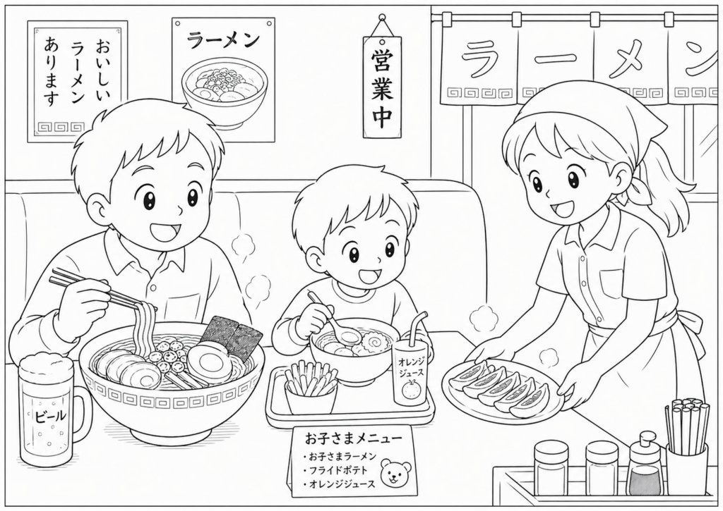 ChatGPT塗り絵-ラーメン屋さん
